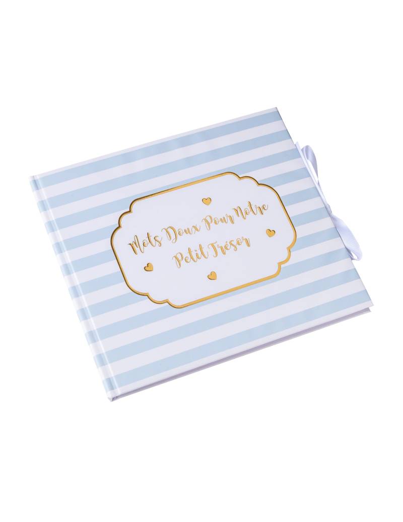 Gästebuch Kleiner Schatz Blau Gestreift + Gold 22 x 19,5 cm Babyparty von ARTYFETES