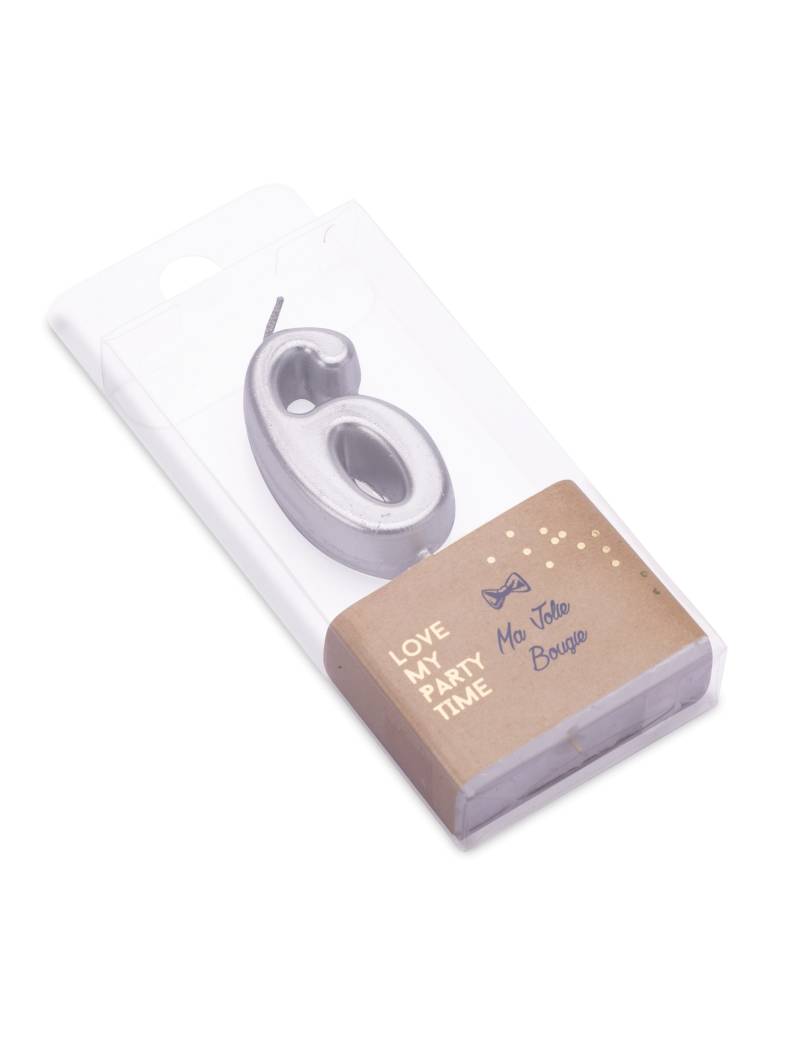 Geburtstagskerze Zahl 6 Silber metallic 4,3 cm mit Halter von ARTYFETES