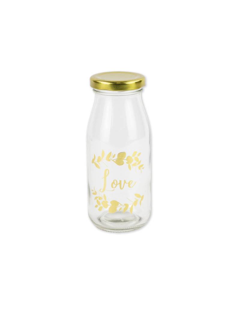 Glasflasche Candy Bar Love mit goldenem Deckel 6 x 14 cm von ARTYFETES