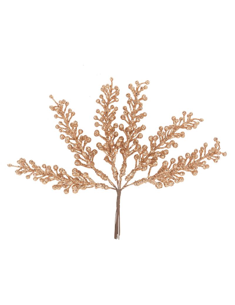 Glitzernde Beerenzweige 6 Stück roségold 17 cm von ARTYFETES