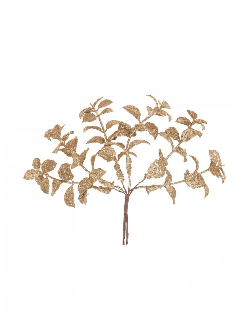 Glitzernde Eukalytuszweige Weihnachts-Tischdeko 6 Stück kufperfarben 17 cm von ARTYFETES
