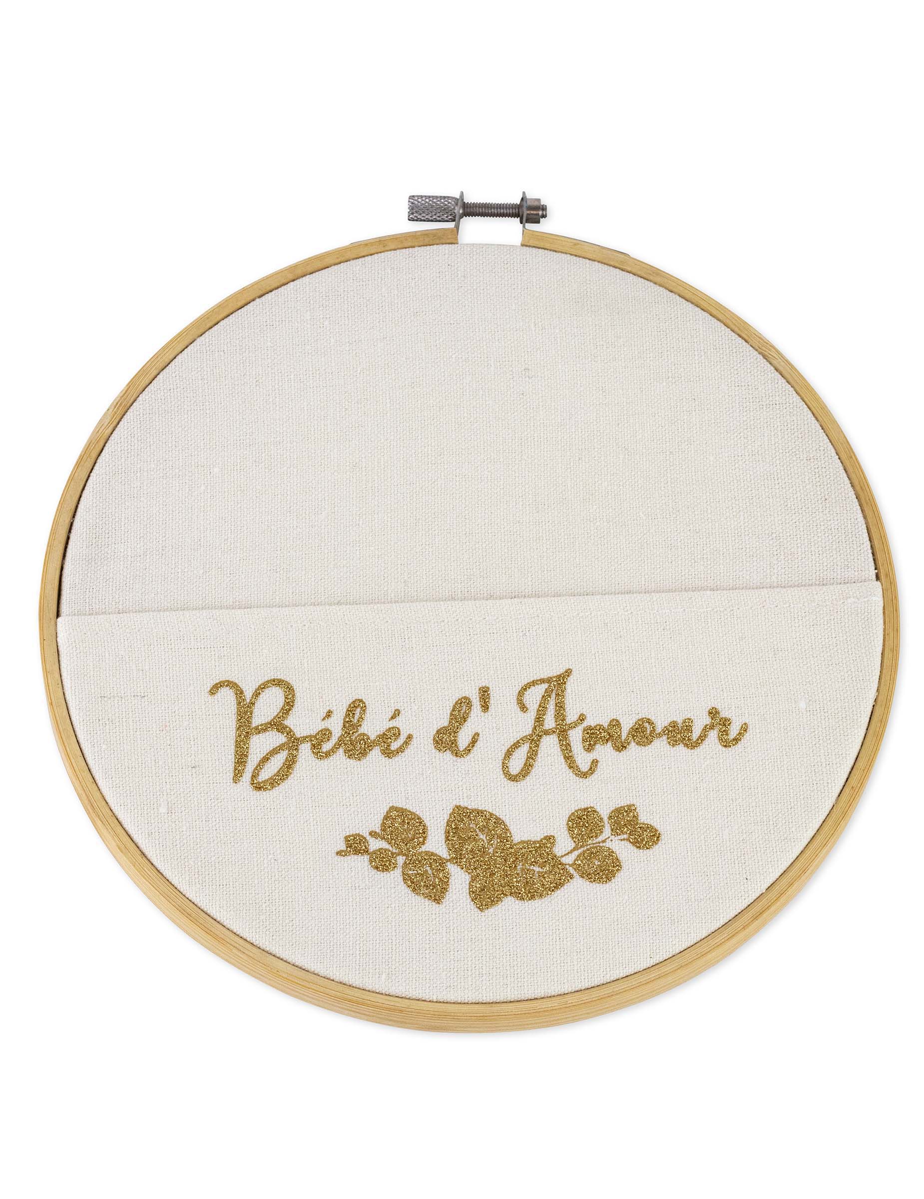 Holz-Leinen-Rahmen "Bébé d'amour" 19 cm Goldglitter Holz-Leinen-Rahmen "Bébé d'amour" 19 cm Goldglitter von ARTYFETES