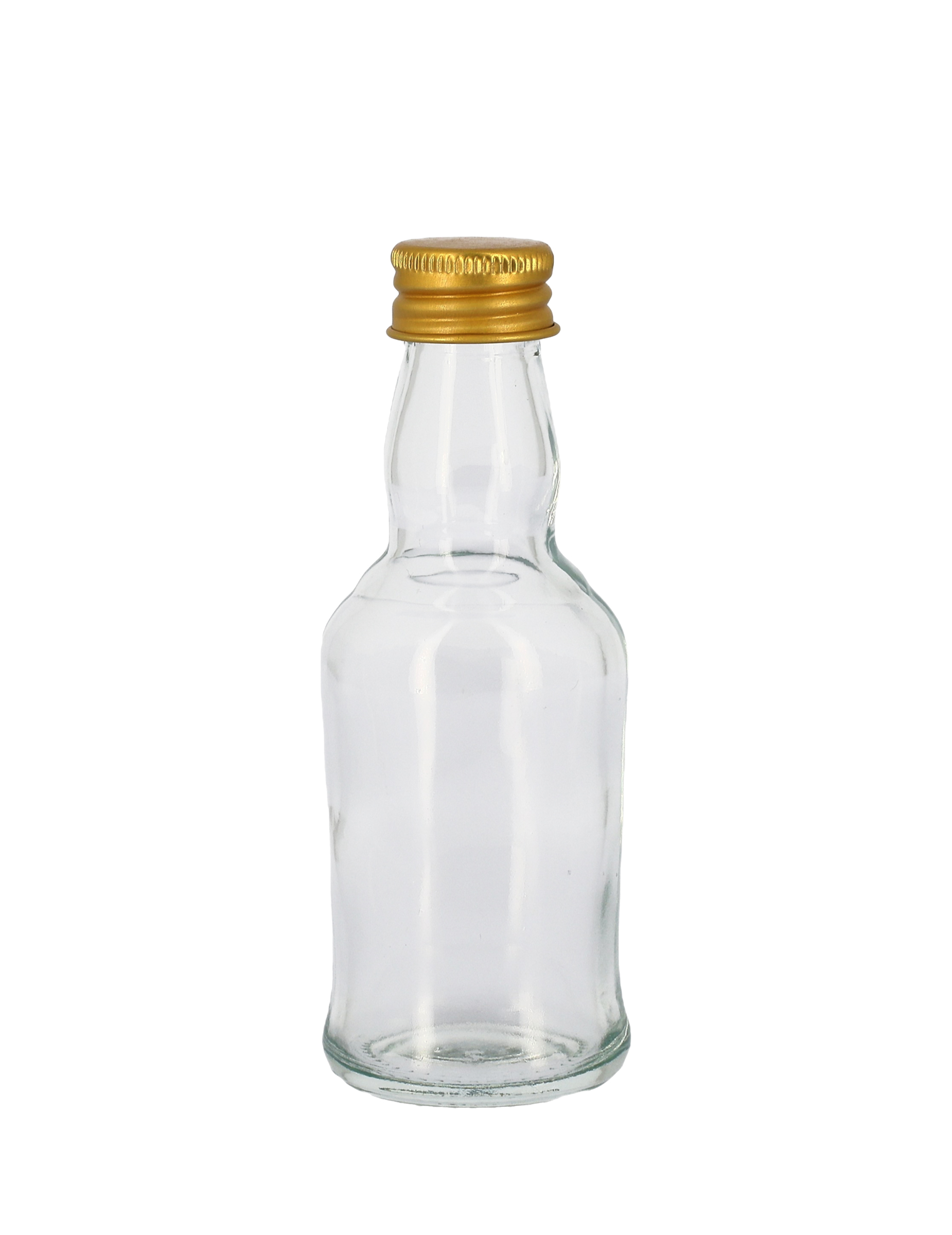 Kleine Glasflasche transparent mit goldenem Metalldeckel 50ml Kleine Glasflasche transparent mit goldenem Metalldeckel 50ml von ARTYFETES