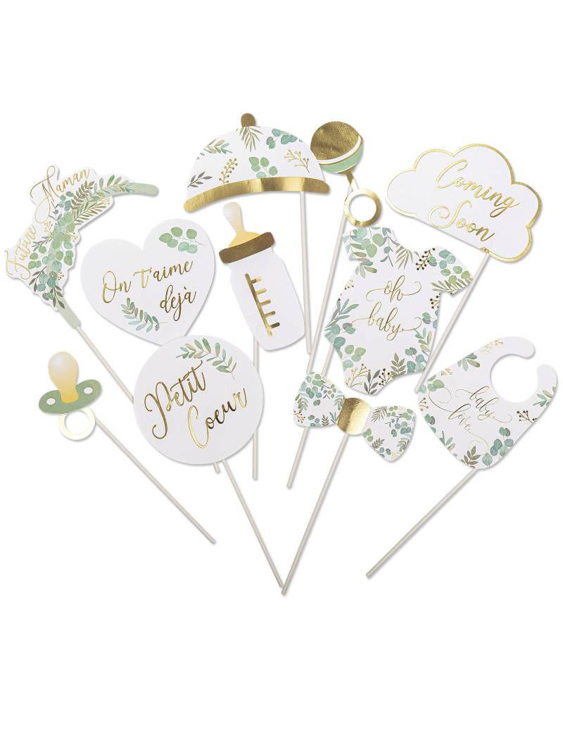 Photobooth Set Oh Baby Eukalyptus 11 Accessoires Gold von ARTYFETES
