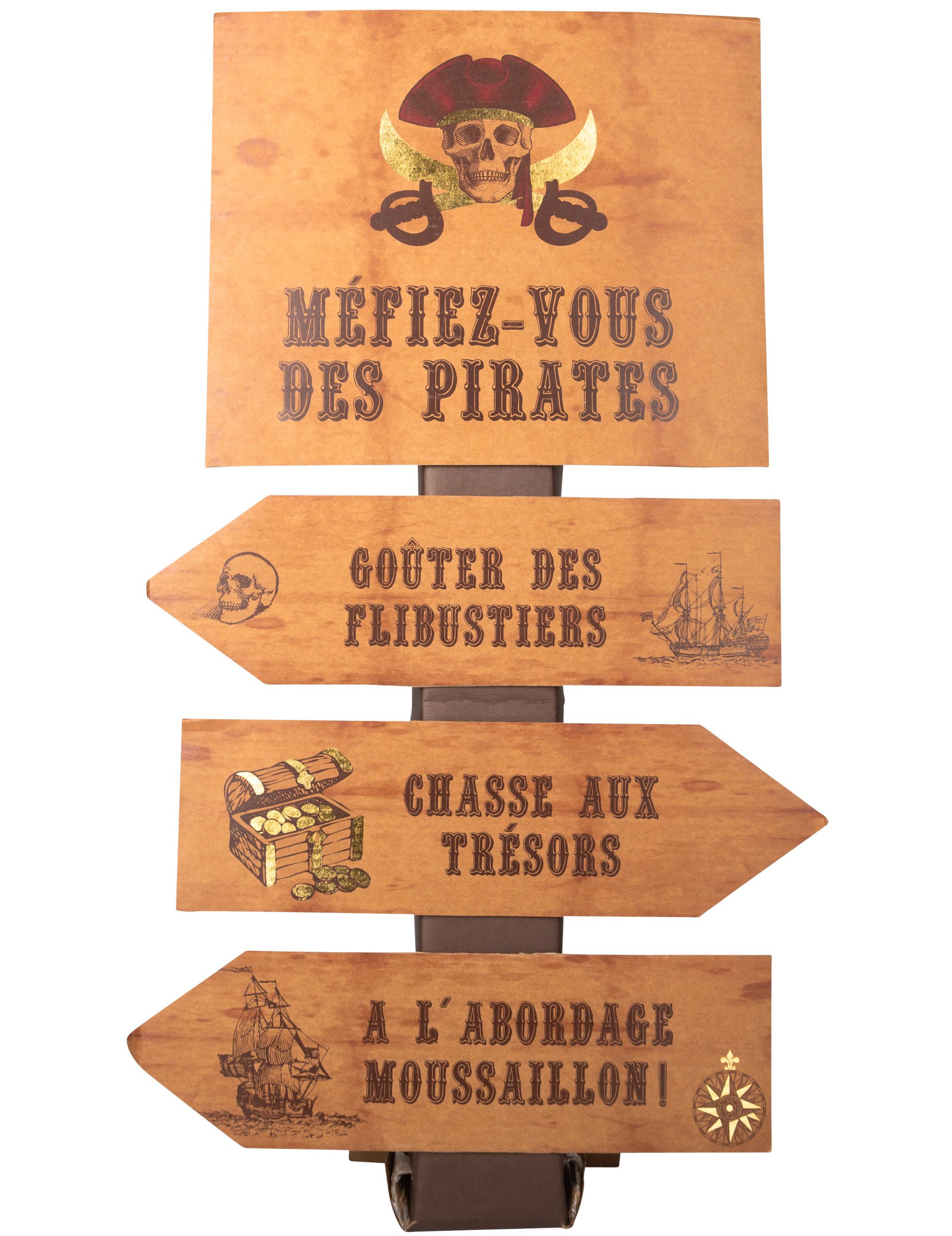 Pirat Wegweiser Schild Kraftpapier 75 x 40 cm von ARTYFETES