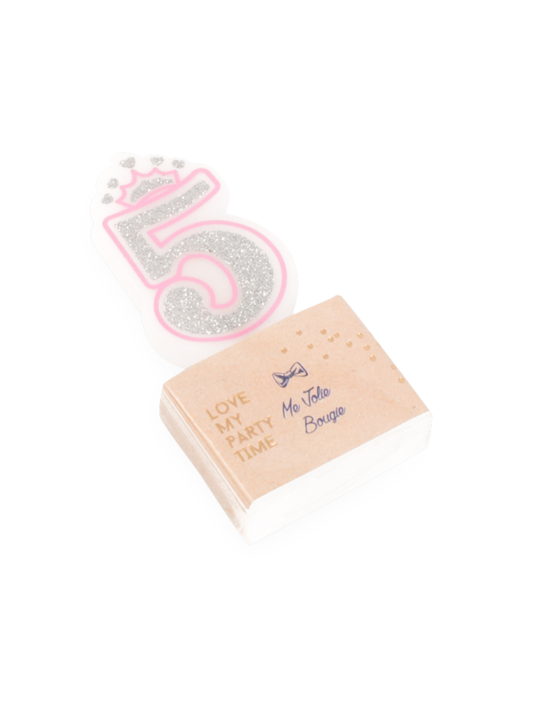 Rosa Glitzer-Geburtstagskerze Zahl 5 Prinzessin 5,8 cm Rosa Glitzer-Geburtstagskerze Zahl 5 Prinzessin 5,8 cm von ARTYFETES