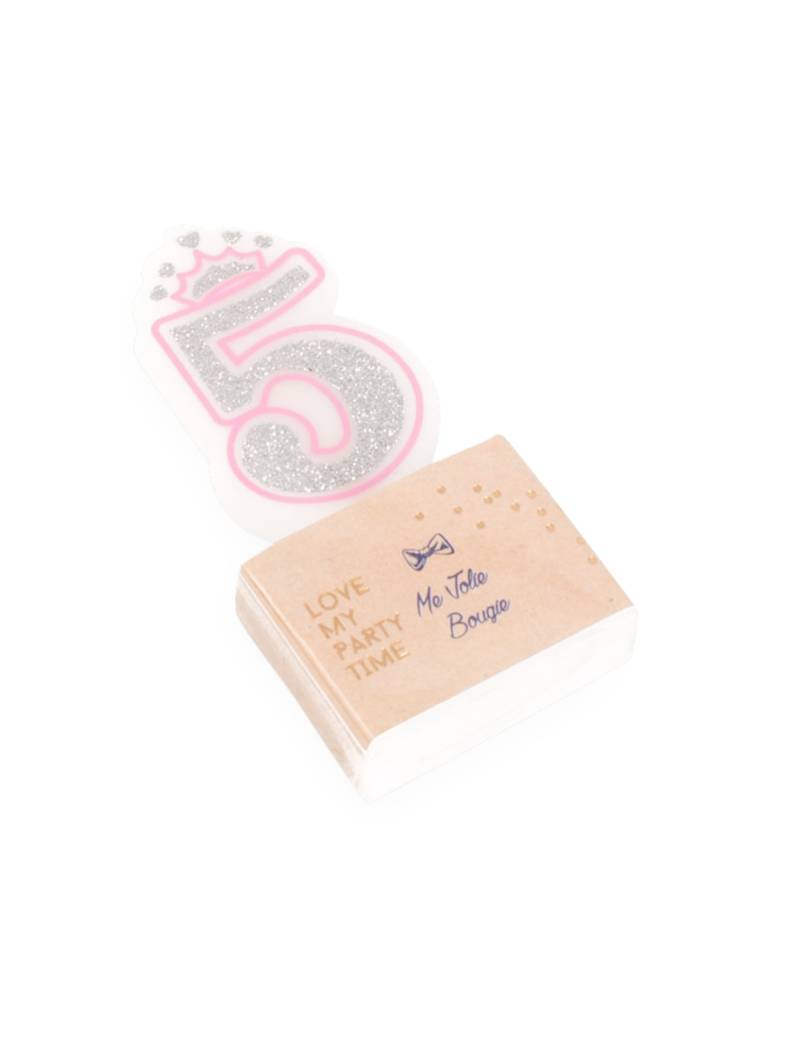 Rosa Glitzer-Geburtstagskerze Zahl 5 Prinzessin 5,8 cm Rosa Glitzer-Geburtstagskerze Zahl 5 Prinzessin 5,8 cm von ARTYFETES