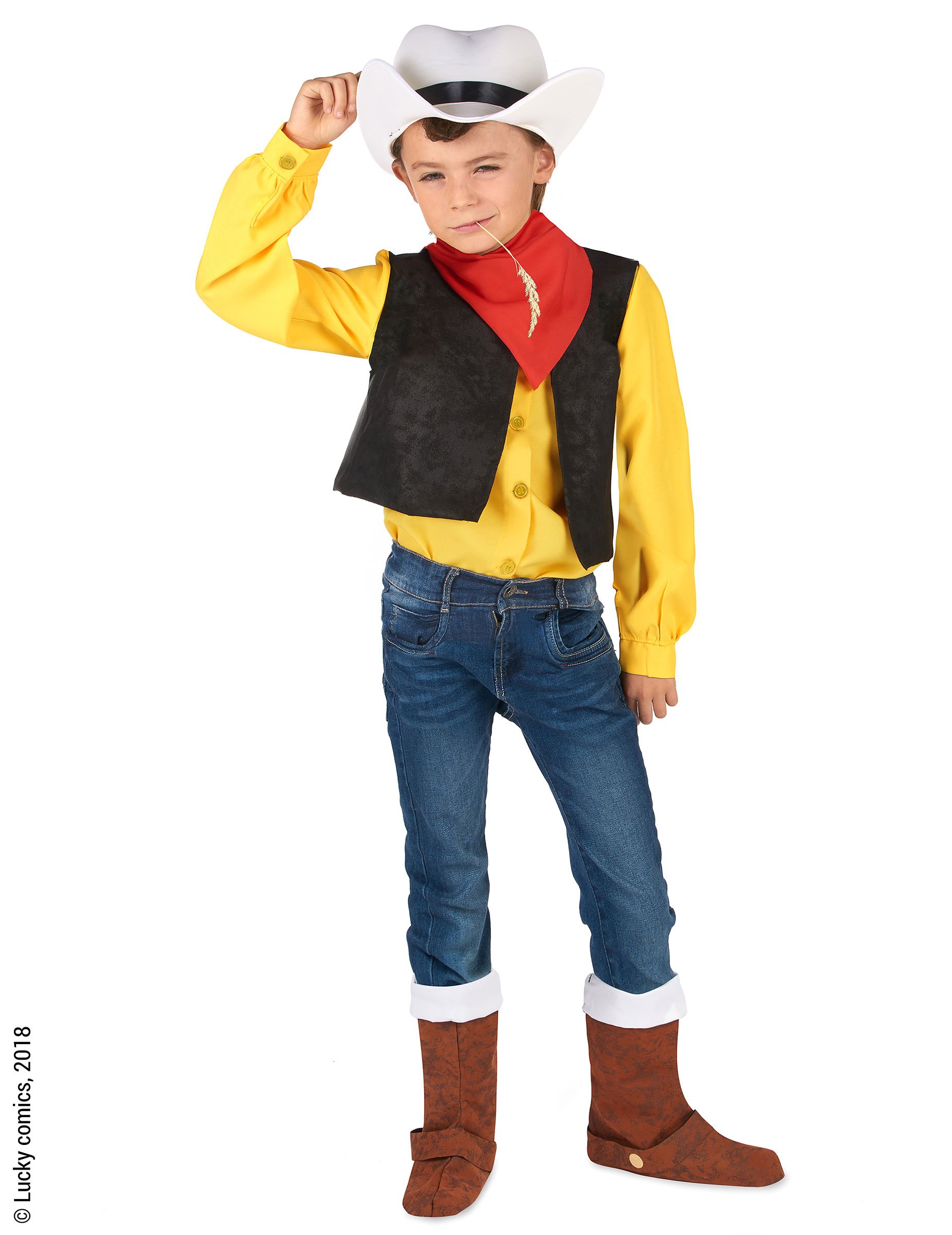 Lucky Luke-Lizenzkostüm Cowboy-Kinderkostüm gelb-schwarz-rot von KARNEVAL-MEGASTORE