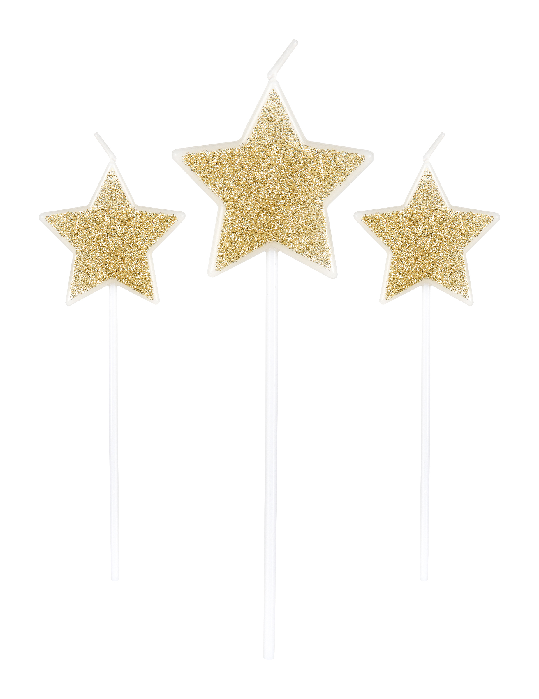 Stern-Kerzen Geburtstagskerzen Geburtstag-Deko 3 Stück gold 11 cm Stern-Kerzen Geburtstagskerzen Geburtstag-Deko 3 Stück gold 11 cm von ARTYFETES