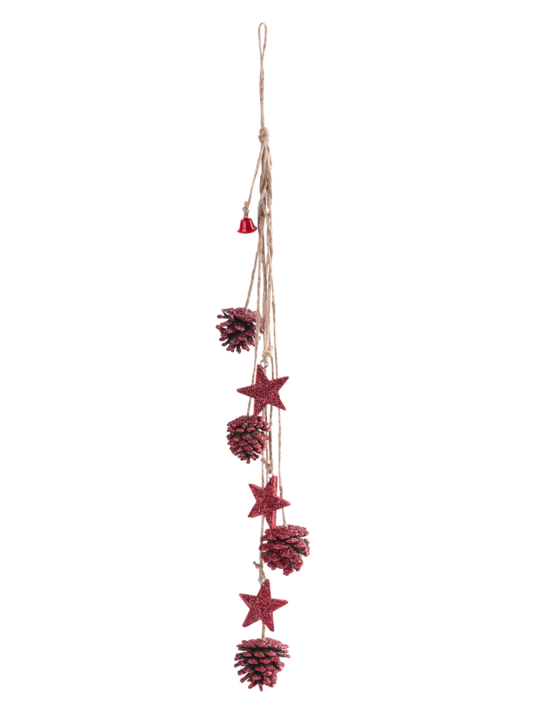 Tannenzapfen-Hänger mit rotem Glitzer und Sternen - 50 cm Tannenzapfen-Hänger mit rotem Glitzer und Sternen - 50 cm von ARTYFETES