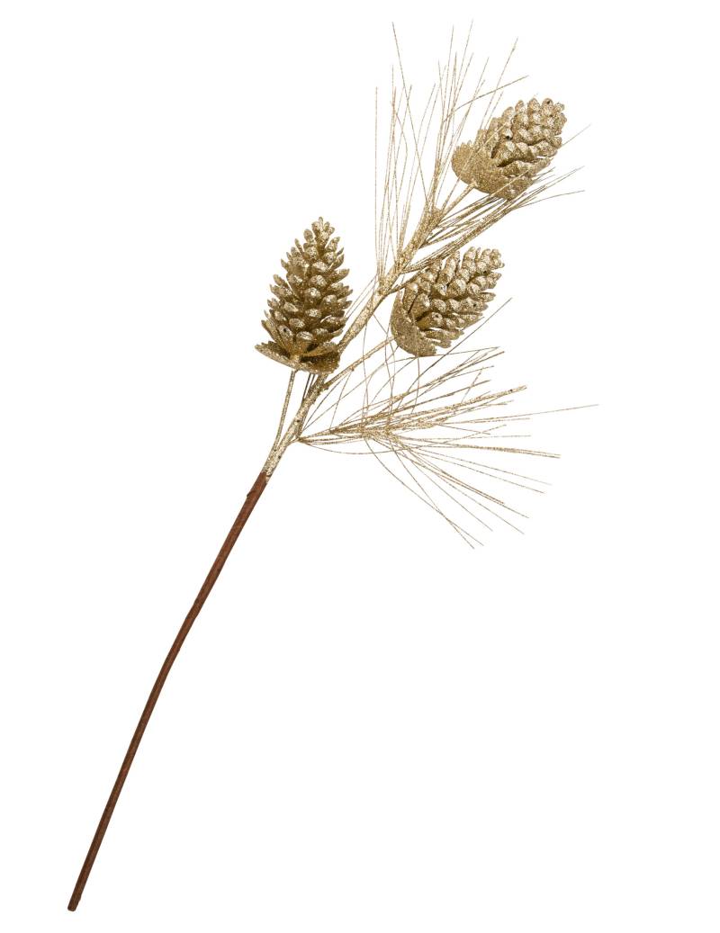 Tannenzapfen-Zweig Weihnachts-Tischdeko goldfarben 75 cm von ARTYFETES
