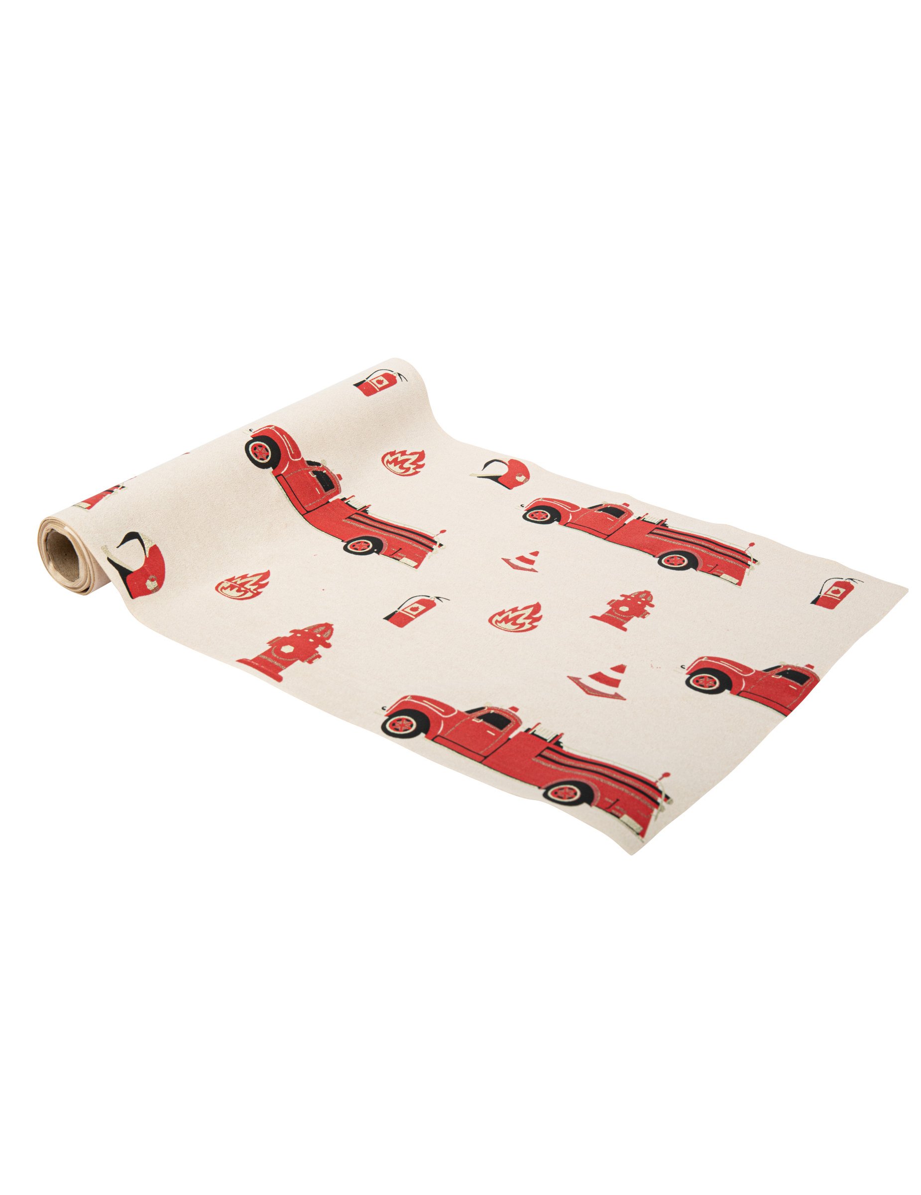 Tischläufer Feuerwehr Rot Gold Suédine 28 cm x 3 m von ARTYFETES