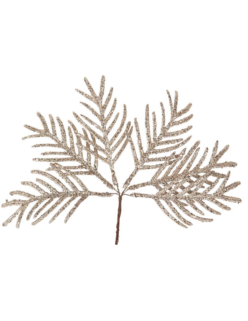 Tropischer Blätter-Ast Weihnachtsdeko Champagnerfarben 19 cm von ARTYFETES