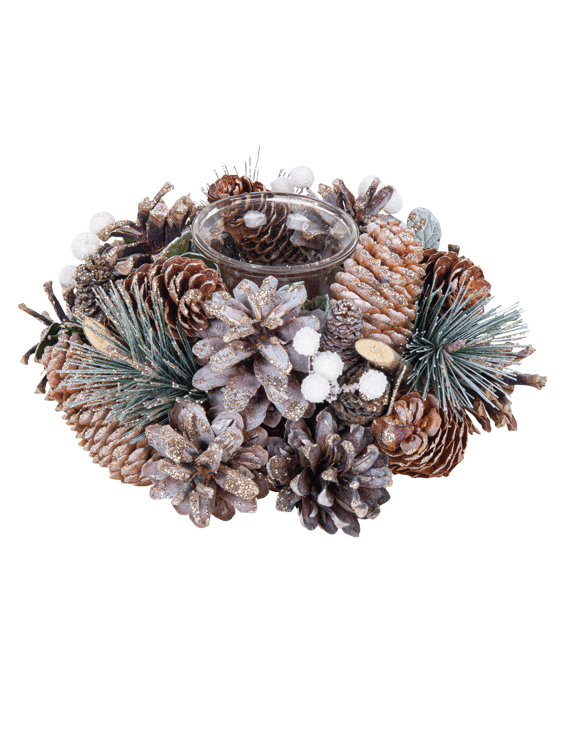 Weihnachts-Kerzenständer Tannendeko braun-grün-weiß 19 cm Weihnachts-Kerzenständer Tannendeko braun-grün-weiß 19 cm von ARTYFETES