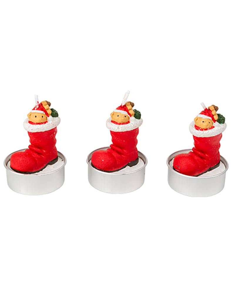 Weihnachtskerzen Stiefel Tischdeko 3 Stück bunt 5,5 x 3,5 cm von ARTYFETES