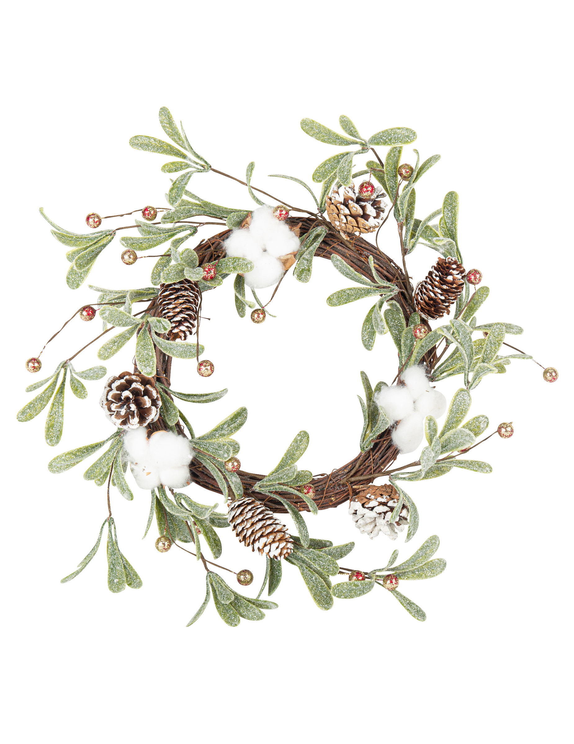 Weihnachtskranz aus Baumwollzweigen braun-grün-weiß 40 cm Weihnachtskranz aus Baumwollzweigen braun-grün-weiß 40 cm von ARTYFETES