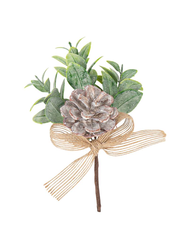 Weihnachtszweig Tannenzapfen und Leinenband grün-braun 14 cm von ARTYFETES
