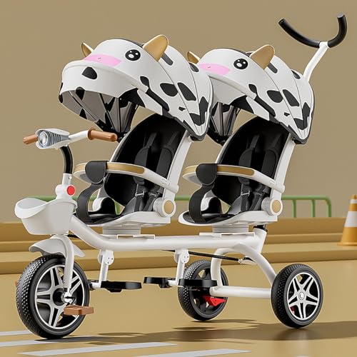 Doppel-Kinderwagen Leichtgewicht Tandem-Dreirad, Zweisitzer Pedal Fahrrad, Kinderwagen mit Sonnenschirm, robuster Rahmen, Outdoor-Spielplatz Ausrüstung Dreiräder, für Jungen und Mädchen im Alter von Doppel-Kinderwagen Leichtgewicht Tandem-Dreirad, Zweisitzer Pedal Fahrrad, Kinderwagen mit Sonnenschirm, robuster Rahmen, Outdoor-Spielplatz Ausrüstung Dreiräder, für Jungen und Mädchen im Alter von von ARTYUON
