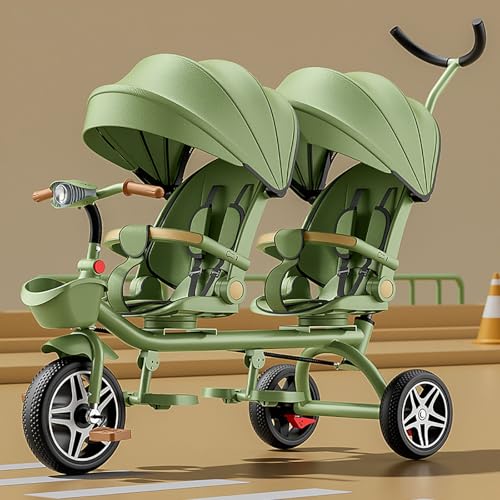 Doppel-Kinderwagen Leichtgewicht Tandem-Dreirad, Zweisitzer Pedal Fahrrad, Kinderwagen mit Sonnenschirm, robuster Rahmen, Outdoor-Spielplatz Ausrüstung Dreiräder, für Jungen und Mädchen im Alter von Doppel-Kinderwagen Leichtgewicht Tandem-Dreirad, Zweisitzer Pedal Fahrrad, Kinderwagen mit Sonnenschirm, robuster Rahmen, Outdoor-Spielplatz Ausrüstung Dreiräder, für Jungen und Mädchen im Alter von von ARTYUON