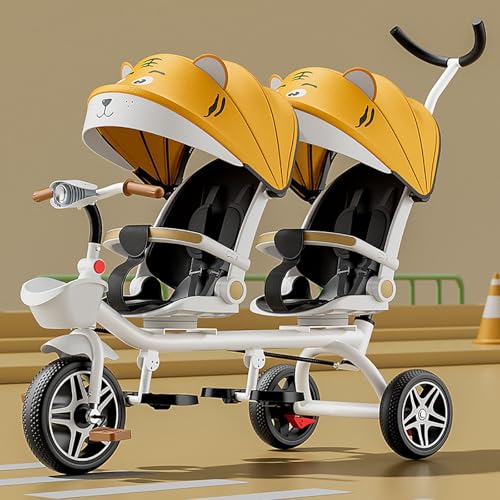 Doppel-Kinderwagen Leichtgewicht Tandem-Dreirad, Zweisitzer Pedal Fahrrad, Kinderwagen mit Sonnenschirm, robuster Rahmen, Outdoor-Spielplatz Ausrüstung Dreiräder, für Jungen und Mädchen im Alter von Doppel-Kinderwagen Leichtgewicht Tandem-Dreirad, Zweisitzer Pedal Fahrrad, Kinderwagen mit Sonnenschirm, robuster Rahmen, Outdoor-Spielplatz Ausrüstung Dreiräder, für Jungen und Mädchen im Alter von von ARTYUON