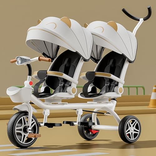 Doppel-Kinderwagen Leichtgewicht Tandem-Dreirad, Zweisitzer Pedal Fahrrad, Kinderwagen mit Sonnenschirm, robuster Rahmen, Outdoor-Spielplatz Ausrüstung Dreiräder, für Jungen und Mädchen im Alter von Doppel-Kinderwagen Leichtgewicht Tandem-Dreirad, Zweisitzer Pedal Fahrrad, Kinderwagen mit Sonnenschirm, robuster Rahmen, Outdoor-Spielplatz Ausrüstung Dreiräder, für Jungen und Mädchen im Alter von von ARTYUON