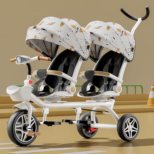 Doppel-Kinderwagen Leichtgewicht Tandem-Dreirad, Zweisitzer Pedal Fahrrad, Kinderwagen mit Sonnenschirm, robuster Rahmen, Outdoor-Spielplatz Ausrüstung Dreiräder, für Jungen und Mädchen im Alter von Doppel-Kinderwagen Leichtgewicht Tandem-Dreirad, Zweisitzer Pedal Fahrrad, Kinderwagen mit Sonnenschirm, robuster Rahmen, Outdoor-Spielplatz Ausrüstung Dreiräder, für Jungen und Mädchen im Alter von von ARTYUON