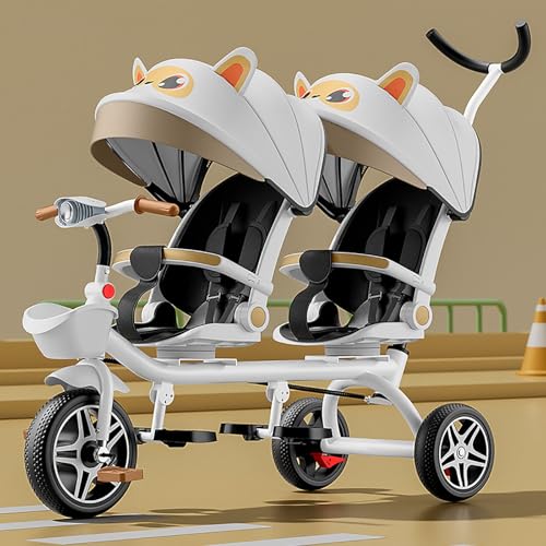 Doppel-Kinderwagen Leichtgewicht Tandem-Dreirad, Zweisitzer Pedal Fahrrad, Kinderwagen mit Sonnenschirm, robuster Rahmen, Outdoor-Spielplatz Ausrüstung Dreiräder, für Jungen und Mädchen im Alter von Doppel-Kinderwagen Leichtgewicht Tandem-Dreirad, Zweisitzer Pedal Fahrrad, Kinderwagen mit Sonnenschirm, robuster Rahmen, Outdoor-Spielplatz Ausrüstung Dreiräder, für Jungen und Mädchen im Alter von von ARTYUON