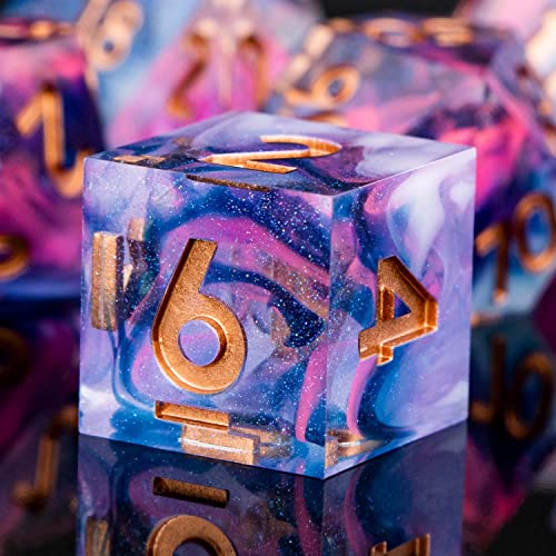 ARUOHHA DND-Würfel-Set, Kunstharz, scharfe Kanten, Würfel mit Box, Dungeons and Dragons, Rollenspiel-Würfel, blau, lila, durchscheinend, Blitz-D- und D-Würfel, RPG, Glitzereinschlüsse, Würfel ARUOHHA DND-Würfel-Set, Kunstharz, scharfe Kanten, Würfel mit Box, Dungeons and Dragons, Rollenspiel-Würfel, blau, lila, durchscheinend, Blitz-D- und D-Würfel, RPG, Glitzereinschlüsse, Würfel von ARUOHHA