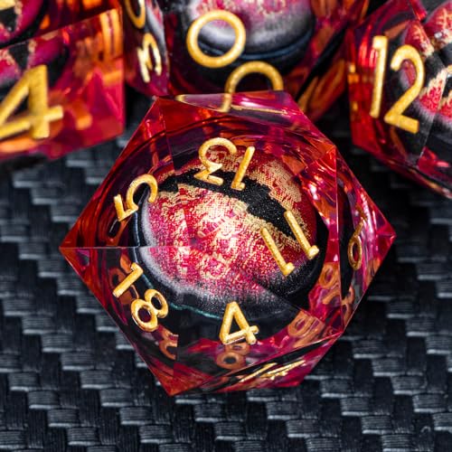 ARUOHHA DND-Würfel-Set aus Harz, Drachenauge, flüssiger Kern, rote scharfe Kanten, Würfelset mit Geschenkbox, Dungeon und Drache, polyedrisches D&D-Rollenspiel, D- und D-Würfel-Set, D20, D12, D10, D8 ARUOHHA DND-Würfel-Set aus Harz, Drachenauge, flüssiger Kern, rote scharfe Kanten, Würfelset mit Geschenkbox, Dungeon und Drache, polyedrisches D&D-Rollenspiel, D- und D-Würfel-Set, D20, D12, D10, D8 von ARUOHHA
