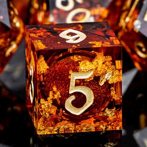 ARUOHHA DND-Würfel-Set mit flüssigem Kern, Kunstharz, scharfe Kanten, für Dungeon and Dragon, handgefertigtes RPG, goldrot, polyedrische D&D-Würfel mit Geschenkbox, Rollenspiel-Würfel-Set D20, D12 ARUOHHA DND-Würfel-Set mit flüssigem Kern, Kunstharz, scharfe Kanten, für Dungeon and Dragon, handgefertigtes RPG, goldrot, polyedrische D&D-Würfel mit Geschenkbox, Rollenspiel-Würfel-Set D20, D12 von ARUOHHA