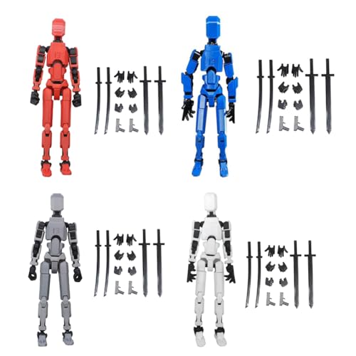 ARVALOLET 4 Stück Mehrfachgelenkige Roboter, 3D-gedruckt Puppe, PVC, Spielzeug & Schreibtischdeko, 13cm von ARVALOLET