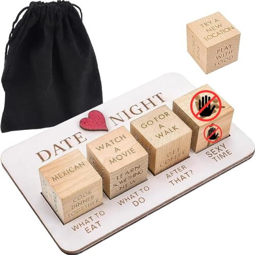 ARVALOLET Holz Romantische Paar Date Night Ideen Spielwürfel, Wiederverwendbare Lustige Entscheidungswürfel, Jahrestag Holzgeschenke von ARVALOLET
