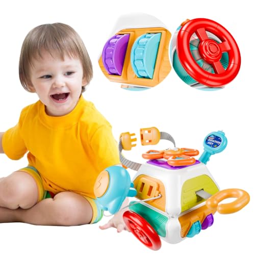 ARVALOLET Montessori Sinnesspielzeug for Kleinkinder von 1–3 Jahren – 10-in-1 Baby-Beschäftigtbrett-Würfel, Kleinkind-Autositz, Flugzeug, Reisespielzeug, pädagogisches Vorschul-Lernspielzeug von ARVALOLET