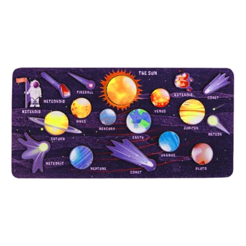 Solar-System-Planeten-Puzzle Holzspielzeug Montessori Weltraum Puzzle for Kinder interaktives Lernspielzeug for Kleinkinder von ARVALOLET