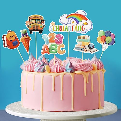 14Pcs Tortendeko Einschulung Mädchen, Deko Einschulung Junge, Tortendeko Schuleinführung Deko, Einschulung Junge Deko, Tortendeko für Einschulung, Cake Topper Schuleinführung Deko für Cake von ARVOV