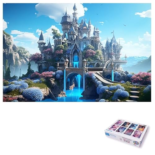 ARYU 1000-Teiliges Holzpuzzle Blaues Schloss Geschenk FüR Erwachsene, Geeignet FüR Erwachsene Ab 14 Jahren, 1 Set, 1 Puzzle, 75 X 50 cm, FüR MäNner Und Frauen, Denkspiel von ARYU