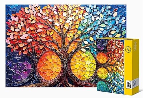 ARYU 1000-Teiliges Papierpuzzle BäUme FüR Erwachsene, Geeignet FüR Erwachsene Ab 14 Jahren, 1 Set, 1 Puzzle, 75 X 50 cm, FüR MäNner Und Frauen, Denkspiel, Weihnachts- Oder Geburtstagsgeschenk von ARYU