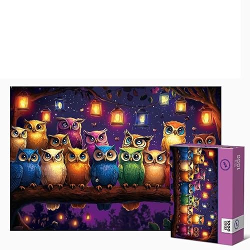 ARYU 1000-Teiliges Papierpuzzle Mit Eulenmotiv FüR Erwachsene, Geeignet FüR Erwachsene Ab 14 Jahren, 1 Set, 1 Puzzle, 75 X 50 Cm, FüR MäNner Und Frauen, Denkspiel, Weihnachts- Oder Geburtstagsgeschenk von ARYU
