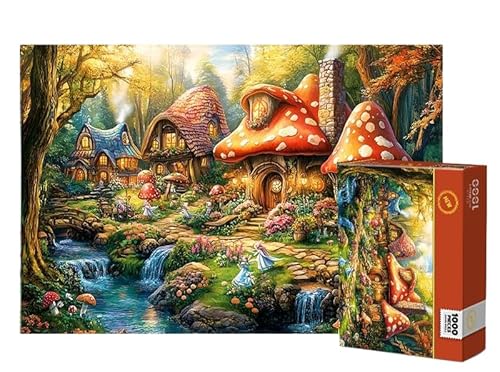 ARYU 1000-Teiliges Papierpuzzle Pilzhaus FüR Erwachsene, Geeignet FüR Erwachsene Ab 14 Jahren, 1 Set, 1 Puzzle, 75 X 50 cm, FüR MäNner Und Frauen, Denkspiel, Weihnachts- Oder Geburtstagsgeschenk von ARYU