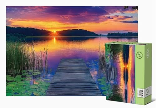 ARYU 1000-Teiliges Papierpuzzle Sonnenuntergang Am See FüR Erwachsene, Geeignet FüR Erwachsene Ab 14 Jahren, 1 Set, 1 Puzzle, 75 X 50 cm, FüR MäNner Und Frauen, Denkspiel von ARYU