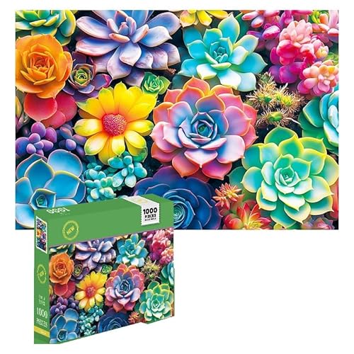 ARYU 1000-Teiliges Papierpuzzle Sukkulenten FüR Erwachsene, Geeignet FüR Erwachsene Ab 14 Jahren, 1 Set, 1 Puzzle, 75 X 50 cm, FüR MäNner Und Frauen, Denkspiel, Weihnachts- Und Geburtstagsgeschenk von ARYU