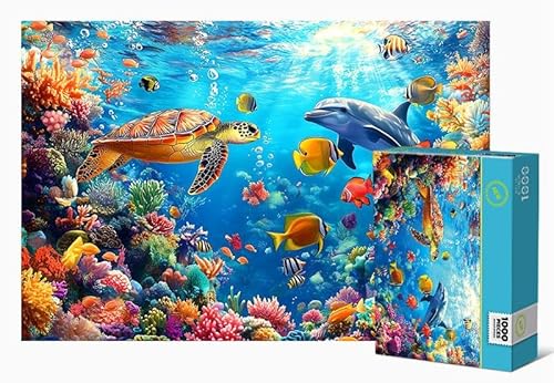 ARYU 1000-Teiliges Papierpuzzle Unterwasserwelt FüR Erwachsene, Geeignet FüR Erwachsene Ab 14 Jahren, 1 Set, 1 Puzzle, 75 X 50 Cm, FüR MäNner Und Frauen, Denkspiel, Weihnachts- Und Geburtstagsgeschenk von ARYU