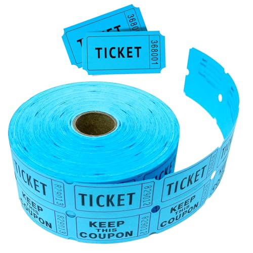 1000 Paar Doppel-Verlosungs-Tickets - 1000 Tickets pro Rolle für Karneval, Veranstaltungen, Belohnung, Partys & Spendenaktionen, fortlaufend nummeriert (Blau) von ASBEFORE