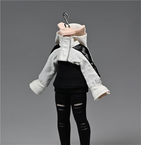 ASEDRFY 1/12 Maßstab Soldatenfigur, Kleidung, kurze Jacke, Strickwaren, Leggings für 15,2 cm bewegliche Puppe, Miniaturen, Zubehör, Puppe (schwarz) von ASEDRFY