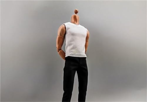ASEDRFY 1/6 Maßstab männlich, Figurenpuppenkleidung, ärmellos, einfarbig, lockeres Hemd, Kostüm für 30,5 cm männliche Soldaten, Actionfigur, Puppe (weiß) von ASEDRFY