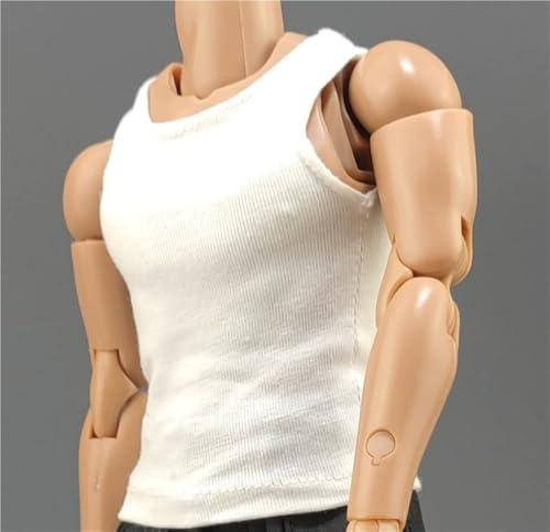 ASEDRFY 1/6 Maßstab männlich, Figurenpuppenkleidung, ärmellos, lässig, einfarbig, lockere Hemden für 30,5 cm große Soldaten, Actionfigur, Puppe (weiß) von ASEDRFY