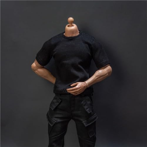 ASEDRFY 1/6 Maßstab männlich, Figurenpuppenkleidung, kurzärmelig, lässig, einfarbig, lockere T-Shirts für 30,5 cm große Soldaten, Actionfigur, Puppe (schwarz) von ASEDRFY