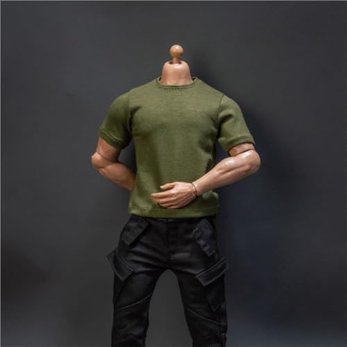 ASEDRFY 1/6 Maßstab männlich, Figurenpuppenkleidung, kurzärmelig, lässig, einfarbig, lockere T-Shirts für 30,5 cm große Soldaten, Actionfigur, Puppe (schwarz) von ASEDRFY