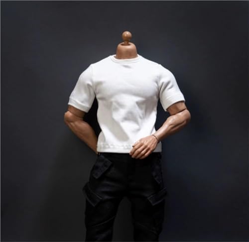 ASEDRFY 1/6 Maßstab männlich, Figurenpuppenkleidung, kurzärmelig, lässig, einfarbig, lockere T-Shirts für 30,5 cm große Soldaten, Actionfigur, Puppe (schwarz) von ASEDRFY