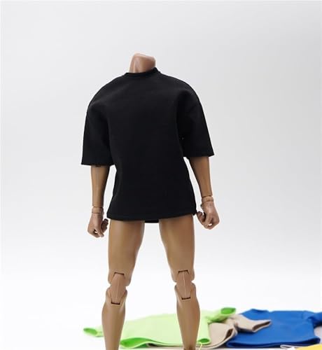ASEDRFY 1/6 Maßstab männliche/weibliche Kleidung, kurzärmeliges T-Shirt Kleidung für 30,5 cm nahtlose Actionfigur-Körperpuppe (schwarz) von ASEDRFY